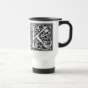 Brief K Mittelalterliche Monogramm-Kunst Nouveau Reisebecher