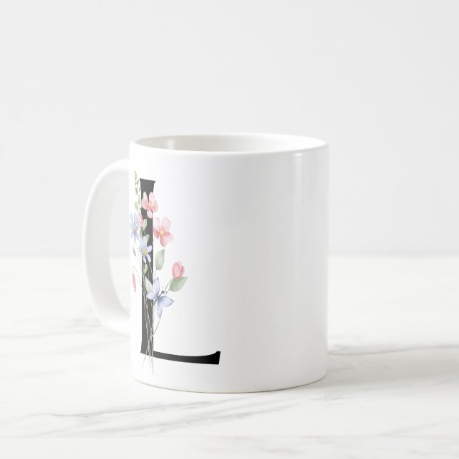 Brief L mit Blumen Kaffeetasse (Vorderseite Links)