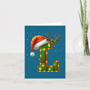 Brief L Weihnachten Kariert Santa Hut Monogramm An Karte