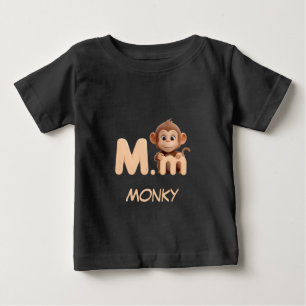 Brief M Affe Bildung Kinder T-Shirt   Großbuchstab