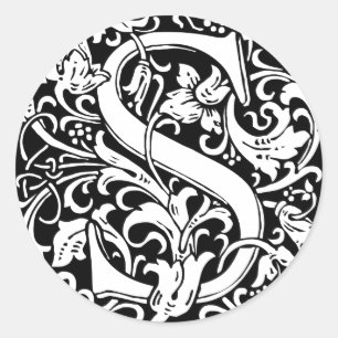 Brief S Mittelalterliches Monogramm Jugendstil Runder Aufkleber