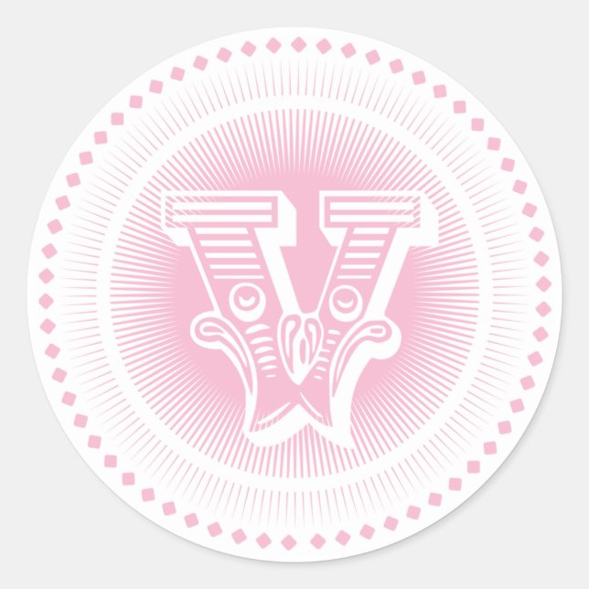 Brief V Monogramm Aufkleber (Vorderseite)