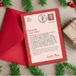 Brief vom Santa Vintag Editable Santa Letter Feiertagskarte