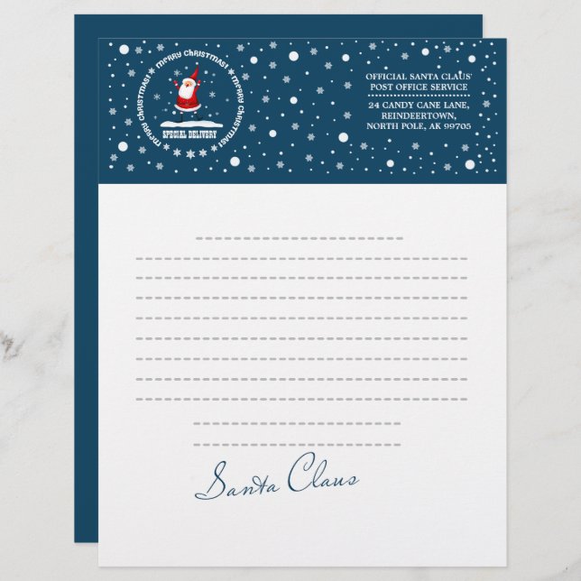 Brief vom Weihnachtsmann. Gestaltet Briefkopf (Vorne/Hinten)