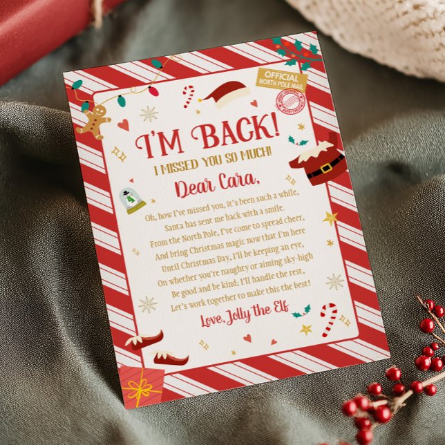 Brief von Elf Weihnachtsbrief-Karte Einladung (Christmas Letter from Elf Arrival Letter Card)