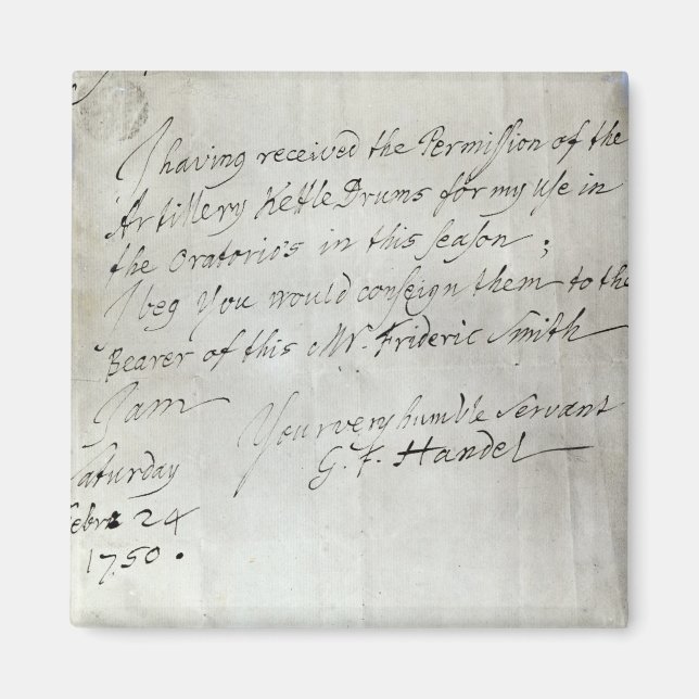 Brief von George Frederick Händel Magnet (Vorne)