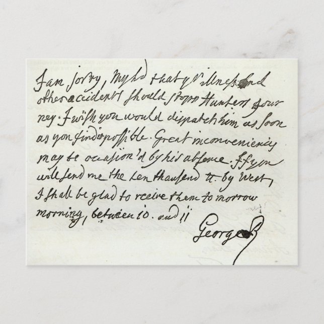 Brief von George II an den Herzog von Newcastle Postkarte (Vorderseite)