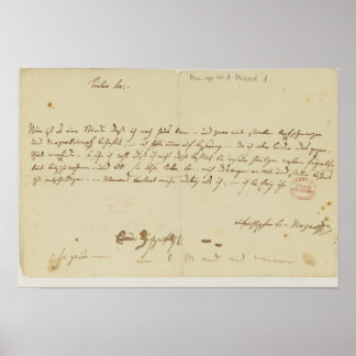 Brief von Mozart an einen Freimaurer, Januar 1786 Poster