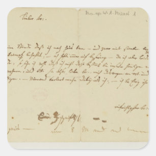 Brief von Mozart an einen Freimaurer, Januar 1786 Quadratischer Aufkleber