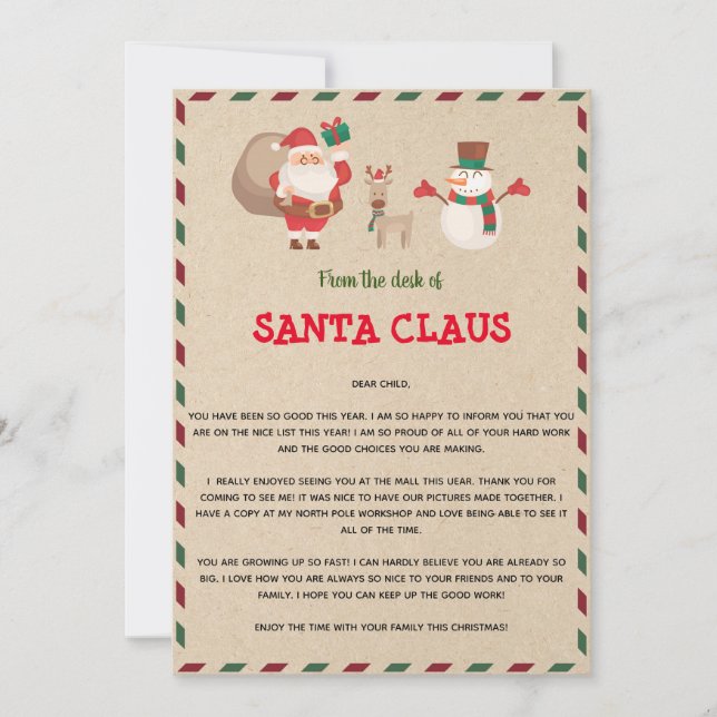 Brief Von Santa Vorlage (Vorderseite)