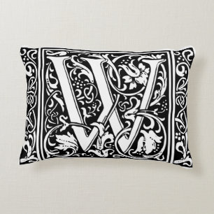 Brief W Mittelalterliche Monogramm-Kunst Nouveau Dekokissen