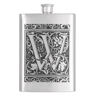 Brief W Mittelalterliche Monogramm-Kunst Nouveau Flachmann