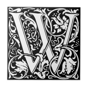 Brief W Mittelalterliche Monogramm-Kunst Nouveau Fliese