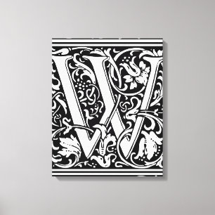 Brief W Mittelalterliche Monogramm-Kunst Nouveau Leinwanddruck