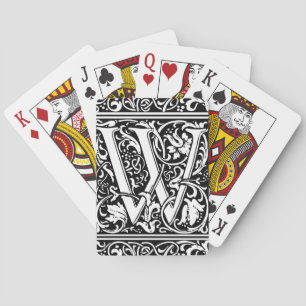 Brief W Mittelalterliche Monogramm-Kunst Nouveau Spielkarten