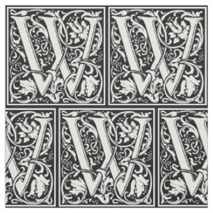 Brief W Mittelalterliche Monogramm-Kunst Nouveau Stoff