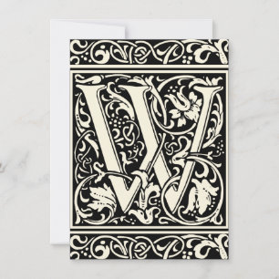 Brief W Mittelalterliches Monogramm Jugendstil Einladung