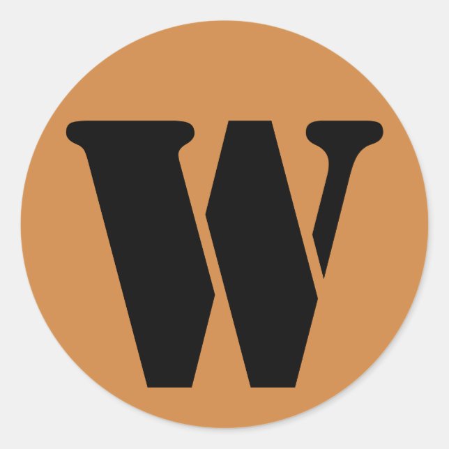 Brief W Stencil Alphabet von Janz Peru Gold Runder Aufkleber (Vorderseite)