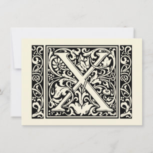 Brief X mittelalterliche Monogramm-Kunst Jugendsti Einladung
