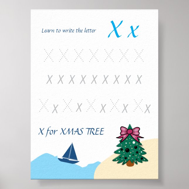 Brief X Übungsposter für Kinder Poster (Vorne)