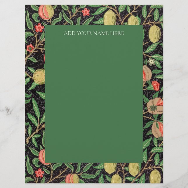 BRIEFBOGEN: WILLIAM MORRIS : "POMEGRANATE" BRIEFBOGEN (Vorderseite)