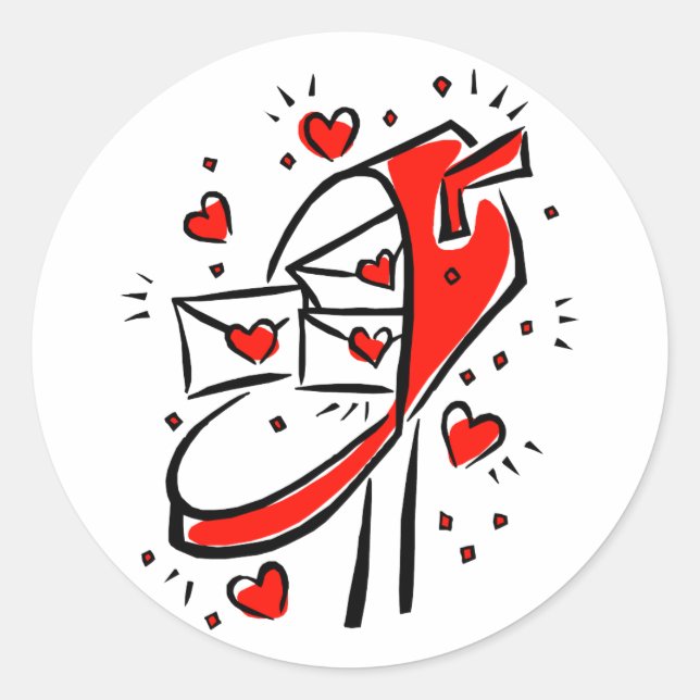 Briefbriefe Herz Konturen Liebe Runder Aufkleber (Vorderseite)