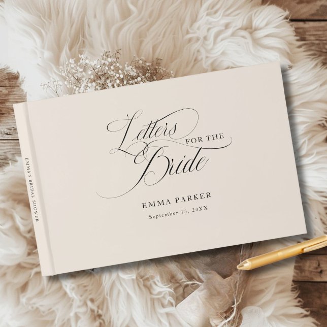 Briefe an die Braut, modern, elegant, Beige Gästebuch (Letters to the Bride, Modern, Elegant, Beige Guest Book, personalized with your name and date.)