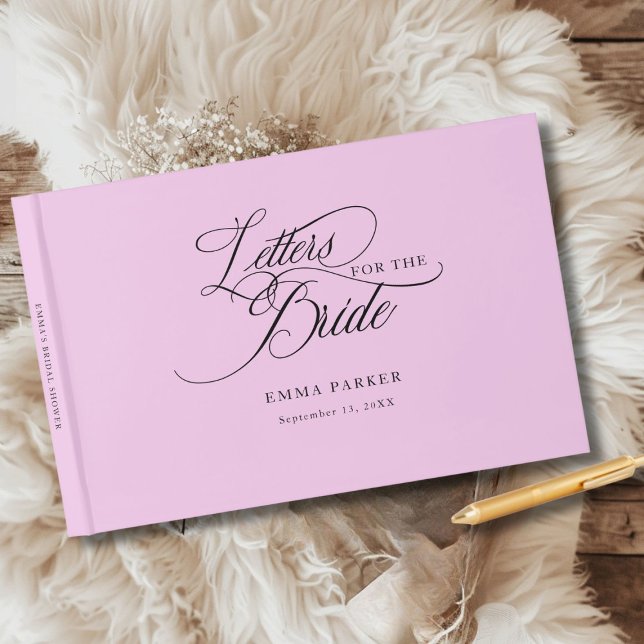 Briefe an die Braut, modern, elegant, rosa Gästebuch (Letters to the Bride, Modern, Elegant, Pink Guest Book, personalized with your name and date.)