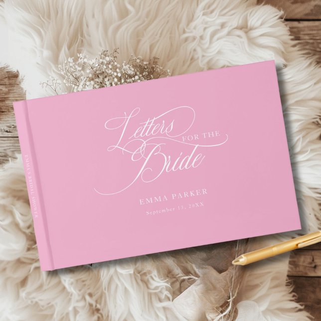 Briefe an die Braut, modern, elegant, rosa Gästebuch (Letters to the Bride, Modern, Elegant, Pink Guest Book, personalized with your name and date.)