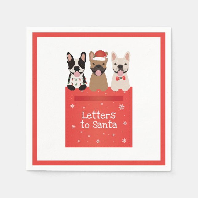 Briefe an Santa French Bulldogs Serviette (Vorderseite)