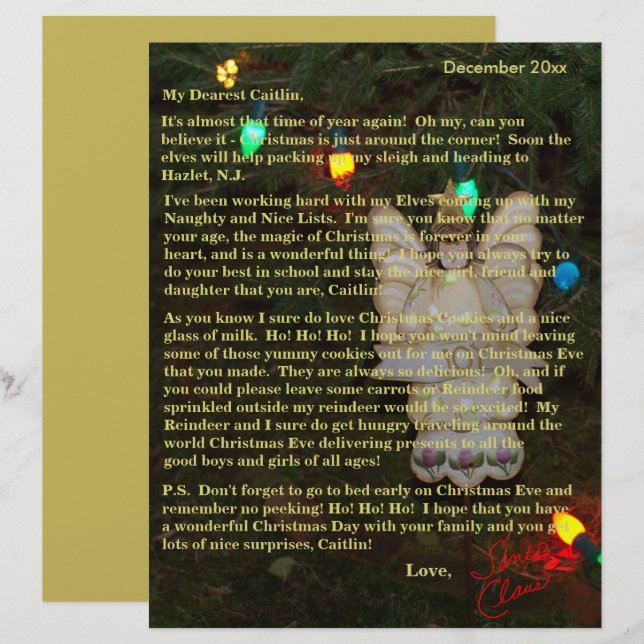 Briefe von Santa Angel beleuchten ältere Kinder (Vorne/Hinten)