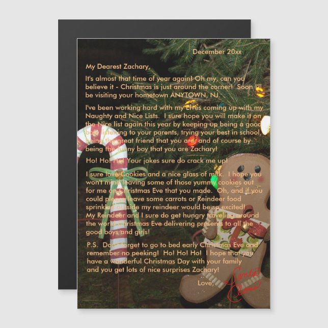Briefe von Santa Gingerbread 12x18 Magnetkarte (Vorne/Hinten)
