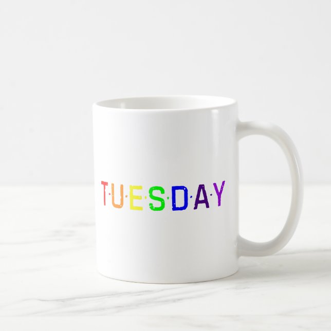 Briefgestaltung Dienstag in Regenbogenfarben Kaffeetasse (Rechts)