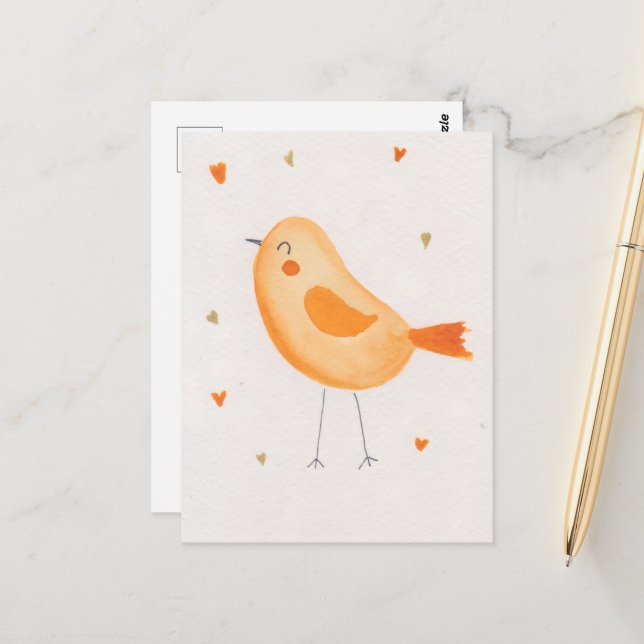 Briefkaart Waterverf Vogel Postkarte (Vorderseite/Rückseite Beispiel)