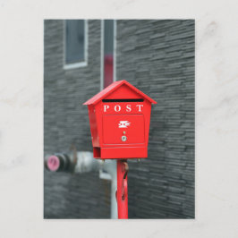 BRIEFKASTENPFOSTEN ROTER KASTEN POSTCROSSING POSTKARTE