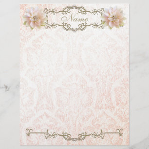 Briefkopf Altrosa Lotusblüten Papier Goldperle