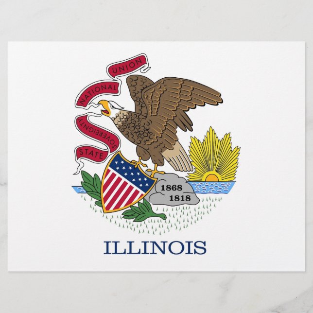 Briefkopf mit Flagge von Illinois, USA (Vorderseite)