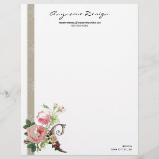 Briefkopf-Monogramm-Rose C Briefbogen