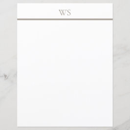 Briefkopf Taupe Balken Monogramm Briefpapier