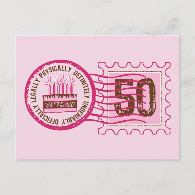 Briefmarke 50 Geburtstag Postkarte (Vorderseite)