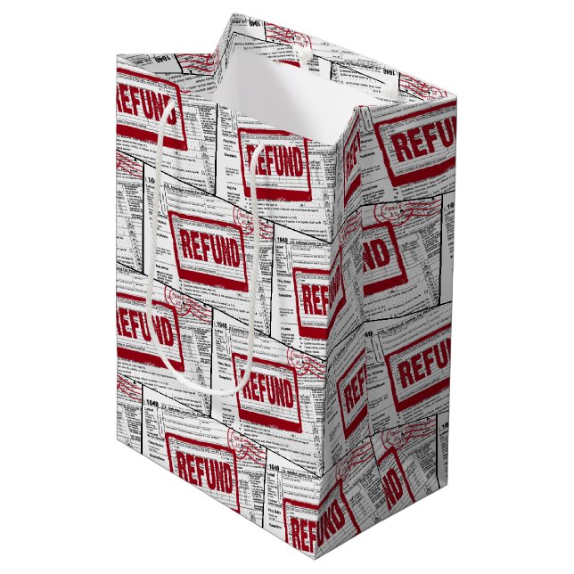 Briefmarke auf 1040 IRS-Formular Mittlere Geschenktüte (Vorderseite Schrägansicht)