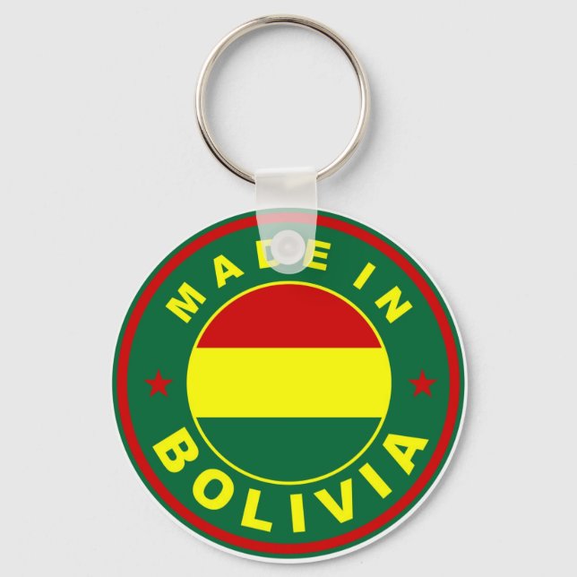 Briefmarke auf bolivianischem Länderkennzeichen Schlüsselanhänger (Vorderseite)