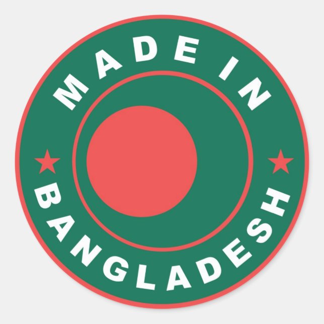Briefmarke auf dem bangladeschischen Länderkennzei Runder Aufkleber (Vorderseite)