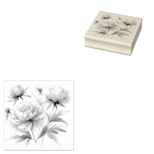 Briefmarke aus Gummi, Peonies Var01 Gummistempel