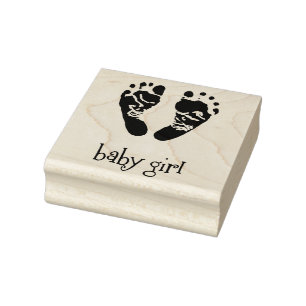 Briefmarke aus Holz/Kindermädchen mit Füßen Gummistempel