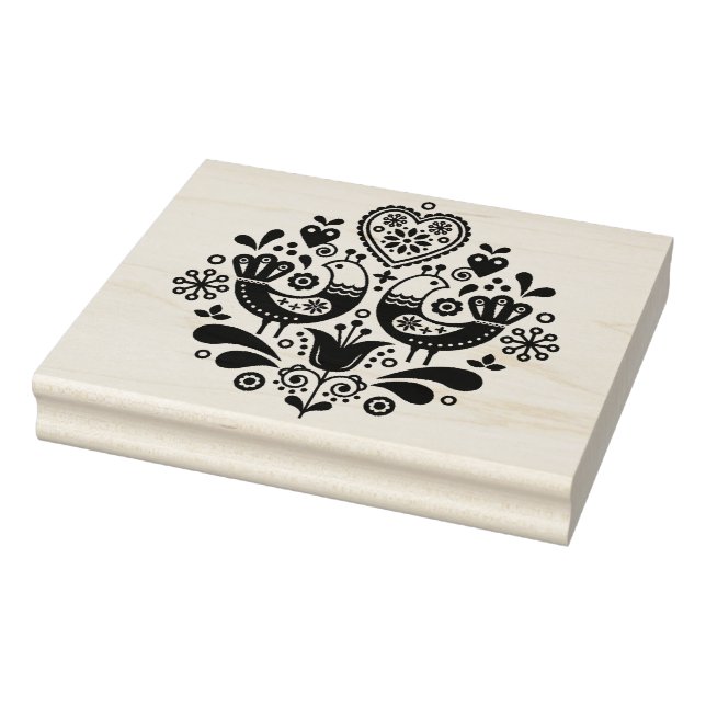 Briefmarke aus Holz - skandinavische Muster der Fo Gummistempel (Stempel)