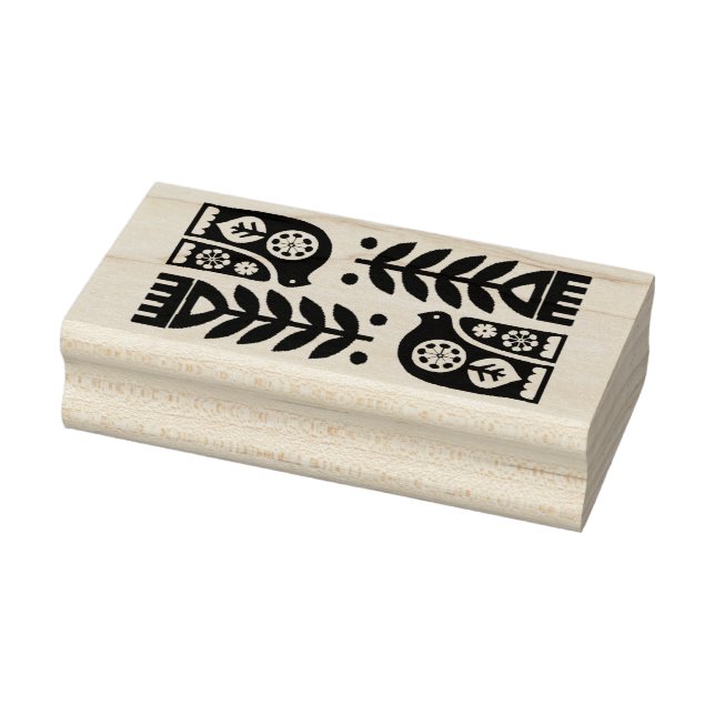 Briefmarke aus Holz - Skandinavische Volkskunst Bl Gummistempel (Stempel)