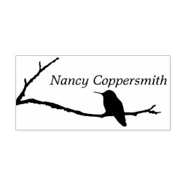 Briefmarke aus Kautschuk - Name mit Hummingbird Permastempel