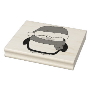 Briefmarke aus Kautschuk - Weihnachtspenguin Gummistempel