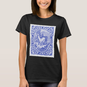 Briefmarke aus Peru mit Llamas Blue T-Shirt
